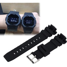 Watch Wrist Band Strap, Soft PU Leather Black Watches Bands Replacement Fit for G-Shock DW6900/5600E GWM5610