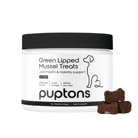 Puptons Green Lipped Mussel Treats for Dogs | 90 Treats, Joint Care Treats Rich in Amino Acids & Glucosamine | 600mg Green Lipped Mussel Per Treat | Supports Mobility & Flexibility