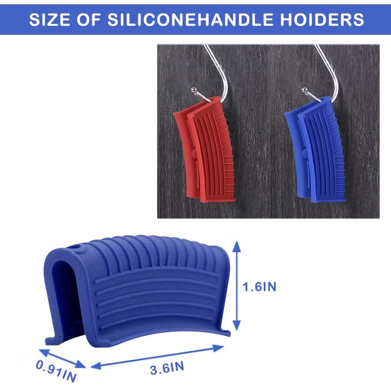 2 Pairs Silicone Pot Handle Holders,Hot Skillet Handle Covers,Anti-Slip Silicone