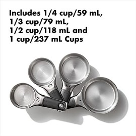 Oxo 11180500 Juego Tazas Cucharas Medidoras Acero, Multicolor, 8 Piezas