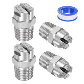 M METERXITY 4-Pack Flat Fan Spray Tip, 110 Degree 1/4BSPT Male Stainless Steel Pressure Washer Nozzles Cleaner Nozzle Replacement W Sealing Tape for Water Guns (2.8mm Orifice)