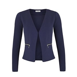 Women's Blazer with Pockets (382) (A-11) - dark blue Plain, size: 40 / L