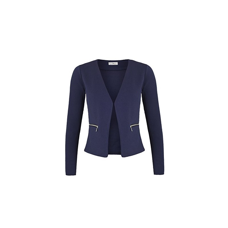 Women's Blazer with Pockets (382) (A-11) - dark blue Plain,