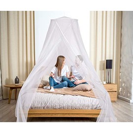 No-See-Um Mesh Square Conical Mosquito Net for Queen Even King Bed, 2 Entries Camping Screen House Grey Color Indoor & Outdoor Use
