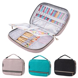 MYBAGZING Crochet Hook Case Empty - Quilted Crochet Organizer Case- Crochet Hook Holder for Circular Knitting Needles, Crochet Hooks (up to 8") Knitting & Crochet Supplies - Knitting Accessories
