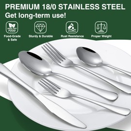 60-Piece Silverware Set with Organizer,AIVIKI Stainless Steel Flatware Set for 12,Cutlery Utensil Sets for Home Restaurant,Tableware Set Include forks spoons and knives,Mirror Polished,Dishwasher Safe