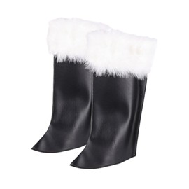 Perfeclan Christmas Santa Boot Covers PU Leather Santa Boot Top Covers for Men Dress up