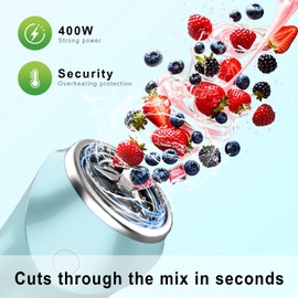 CKemu Blender, Personal Blender for Smoothies, Juices, Shakes, Jams, Single Serve Smoothie Maker, 13.5 oz, Dishwasher Safe, Blue