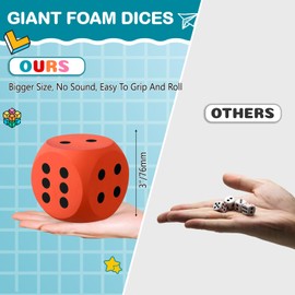 Shappy 3 Inches Foam Dice Fun Filled Large Dice Educational Toy Kawaii Giant Dice Decorative Eva Foam Jumbo Dice Big Square Building Blocks for Board Game Nights Learning Sessions(Orange)