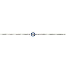 Evil Eye Bracelet for Women - 925 Sterling Silver Protection Charm with Cubic Zirconia | Turkish Nazar Boncuk Bead | Round Blue Evil Eye Design | Dainty Adjustable Chain | Gift for Her Birthday, Anniversary