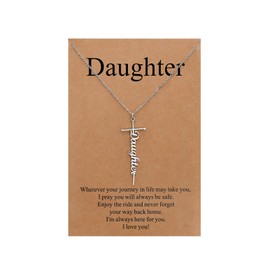 Lcherry Daughter Gifts from Mother Daughter Cross Pendants Necklace Daughter Birthday Christian Necklaces Religious Gifts for Women