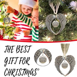 BTORER Christmas Memorial Ornaments Angel Wings, I Have a Angel Watching Over Me I Call Her Mom in Memory of Loss Loved One in Heaven Gift Christmas Tree Hanging Pendant Sympathy Gifts