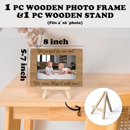 Ycyfckdr New Baby Gift, Twin Baby Picture Frame Gifts, We Prayed For One And We Were Blessed With Two Photo Frame, New Parents Gifts For Mom And Dad, Tabletop Picture Frame With Easel (A22)