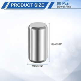 sourcing map 80 Pcs 5 mm x 10 mm Dowel Pins 316L Stainless Steel Cylindrical Dowel Pins Shelf Support Peg Pin Rod Fasten Elements Metal Shelf Pegs Silver Tone
