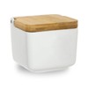Home Gadgets Salt Pot with Bamboo Lid Ceramic White 12