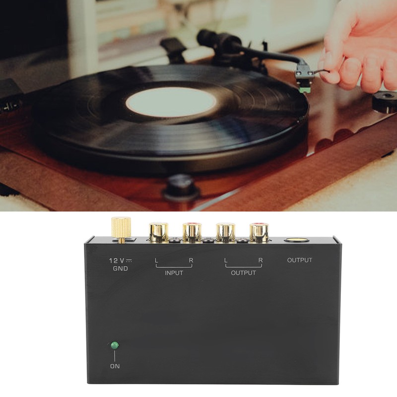 Phono Preamplifier AC Metal 100‑240V Sound Record Player Preamplifier for