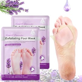2 Pares Hidratantes Pies de Lavanda Mascarilla Pies Exfoliante, Máscara Pies Peeling, Quitar Piel Muerta y Callos, Pedicura para Pies Suave y Liso Exfoliación Profunda Guantes Hombres Mujeres (Pie)