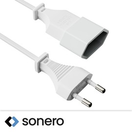 sonero Stromkabel Netzkabel Verlängerungskabel, 1,0m, Eurostecker Flachstecker Typ C Netzstecker auf Euro Buchse, Strom Verlängerung Netzkabel für TV, Spielekonsole, Haushaltsgeräte, Weiß