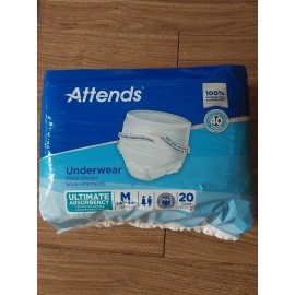 Attends Adult Pull Up On Underwear Diapers 20 Count Size Medium 34"-44"