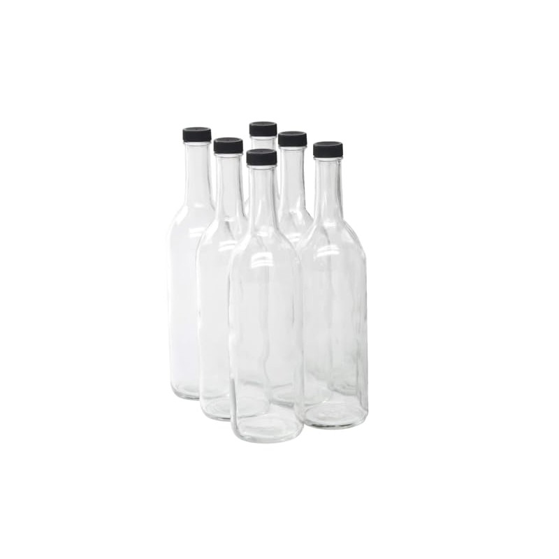 North Mountain Supply 750ml Clear Glass Bordeaux Wine Bottle Flat-Bottomed