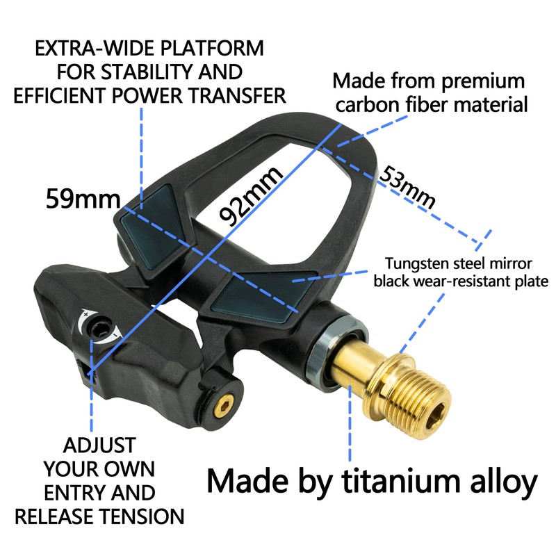 Thinvik Full Carbon Ti Bike Clipless Pedals for Shimano SPD-SL