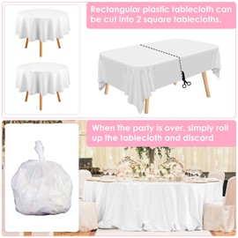 12 Pack White Table Cloth, 54x108”(137x274cm) Disposable Tablecloths Plastic Rectangle Table Covers White Tablecloth,White Plastic Table Cloth for Indoor or Outdoor Parties Birthdays Weddings Picnics