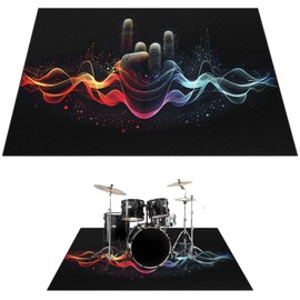 Drum Rug, 6 x 5 Ft Drum Mat with Non-Slip Grip Bottom, Drum Carpet for Noise Reduction, Soundproof Musical Instrument Rug, Professional Drum Accessories for Jazz Drum & Electric Drum Set