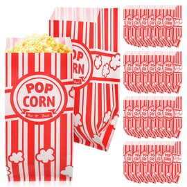 PartyKindom 100pcs Popcorn Bags: Striped Paper Popcorn Bags Individual Servings Candy Containers Servings Popcorn Containers For Party Events Movie Night Supplies