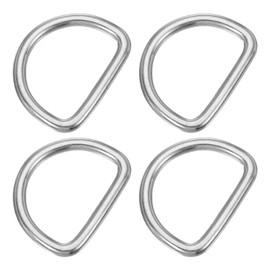 PATIKIL 1.4" Metal D-Rings, 4 Pcs 304 Stainless Steel D Ring Welded Solid Dee Rings DIY Accessories for Belts Sewing Dog Collars Webbing Straps, 5x25mm