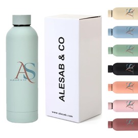 ALESAB & CO Stainless Steel Water Bottle, Insulated Thermal bottles for Hot and Cold Drinks, Leak Proof BPA Free Drinking Bottles for Kids and Adults (Blue White, 500 ML)