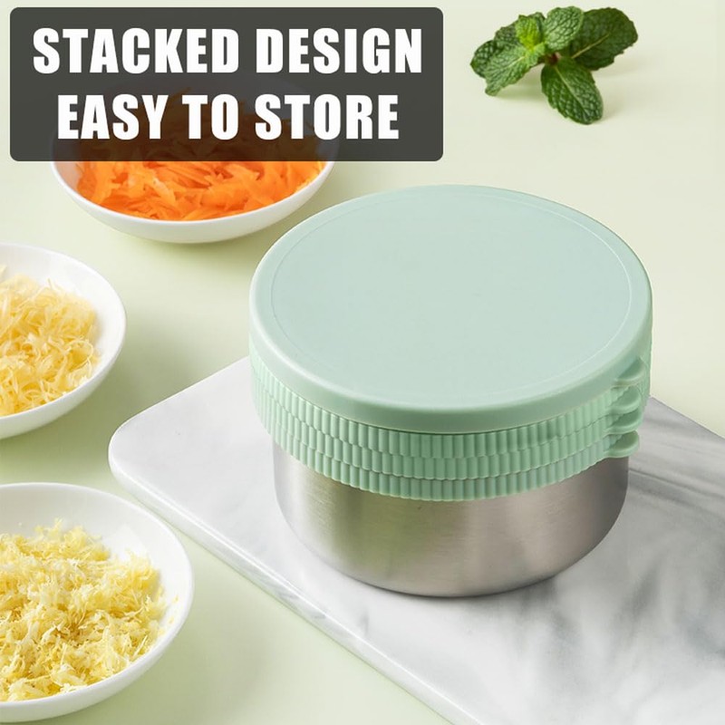 Cheese Grater with Container & Lid, Multi Functional Stainless Steel