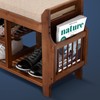 OAKHAM Bamboo Shoe Bench, Entryway Bench with Hidden Drawer and