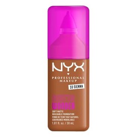 Nyx Professional Makeup, Make 'Em Wonder, Base de Maquillaje para Rostro, Acabado Mate y Resistente al Agua con Fórmula Vegana, Tono Sienna (Oscuro), 
