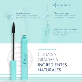 ORPHICA UP Máscara de Pestañas para Pestañas Lindas, Largas y Naturales, sin Correrse, Fórmula sin Grumos, con Cepillo, Negro, 7,5 ml