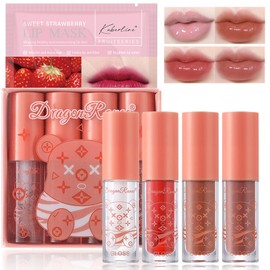 Leogony 4PCS Lip Gloss Sets for Teenage Girls, Moisturizing Lipgloss Set for Women Girls Teen, Lipstick Lip Oil Gift Set Bonus LIp Mask