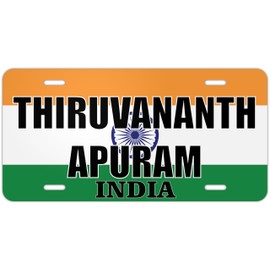 Thiruvananthapuram India Flag Metal License Plates | Countries and Cities Pride car tag Collection