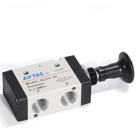 Push-Pull Valve AirTAC 3L210-08 1/4" NPT 3/2 Way Hand Lever 2 Position 3 Way Pneumatic Air Manual Control Direct Acting Type 0-145 PSI
