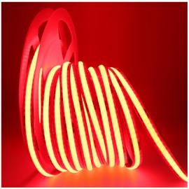 Tesfish LED Strip Light 24 V, LED Strip COB Red 5 m 320 LEDs/M Total 1600 LEDs Neon Light Flexible LED Light Strips Strip for Party, Counter, Shelf, Home Decor