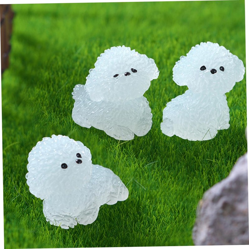 KOMBIUDA 12pcs Tiny Luminous Dogs White Dog Figures Dog Resin