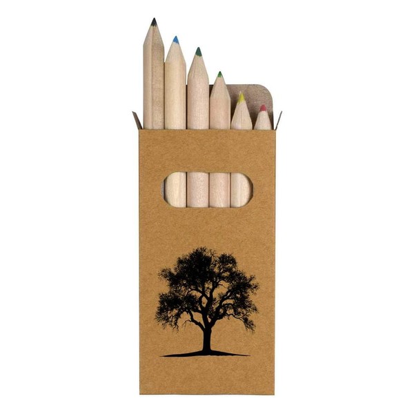 Azeeda 6 x 'Tree Silhouette' Short 85mm Pencils/Coloured Pencil Set