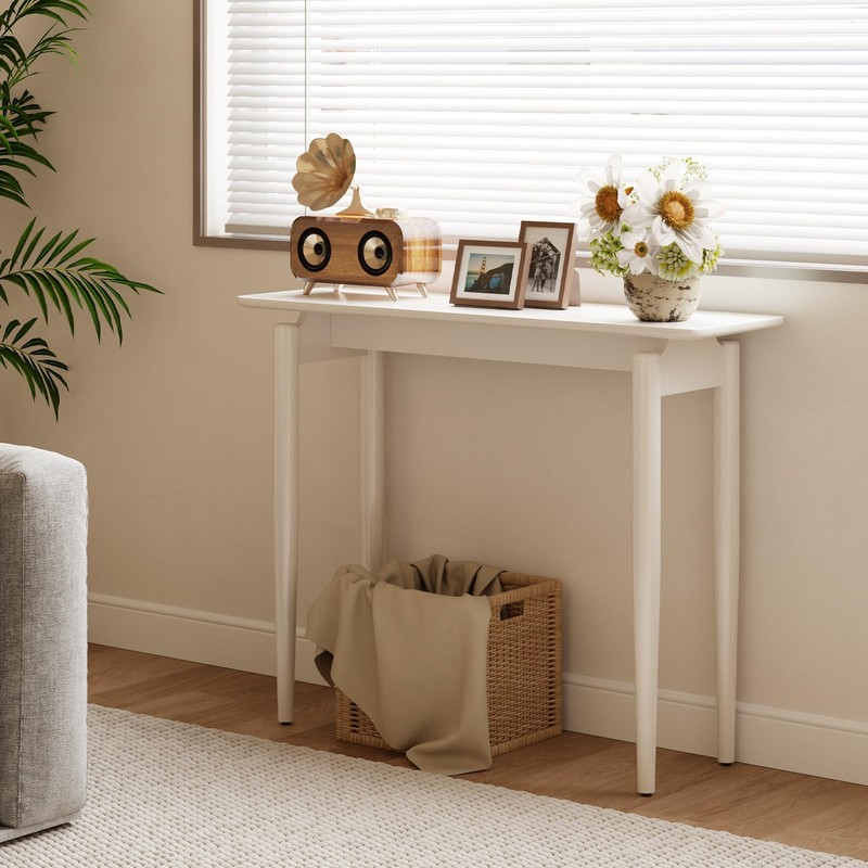 Wood Console Table White Entryway Table, Thin Console Table, Sofa
