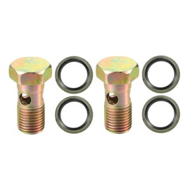 QUARKZMAN Universal M14 x 1.5 34 mm Length Motorcycle 3-Hole Hollow Screws with Washers Set Brake Hollow Screws Metric Thread Bronze Tone - Pack of 6