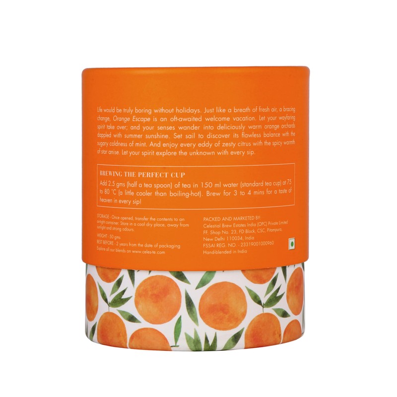 CelesTe, Orange Escape, Orange Peel Tea - Premium Blend of