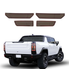 Yinanlutos Rear Tail Fog Light Trim Cover Compatible with Hummer EV Pickup 2024 2025 2026 Smoked Rear Fog Light Lamp Frame Protector Exterior Decoration Accessories 4PCS