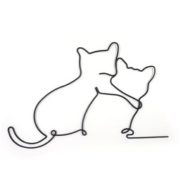 Metal Cat Wall Decor, Decoration Murale Metal Wall Art, Minimalist Iron Cat Wire Wall Signs, Line Art Wall Decor, Abstract Cat Wall Decoration for Room Decor