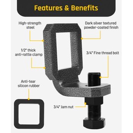 Wyckoff 2" Anti-Rattle Hitch Clamp with 2 Silencer Pads, Heavy Duty Steel Tightener & Hitch Stabilizer, Quieter Towing, Powder Coated for Corrosion Resistance