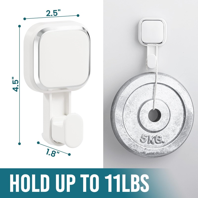 TAILI Heavy Duty Suction Cup Shower Hooks 4 Pack, Damage-Free