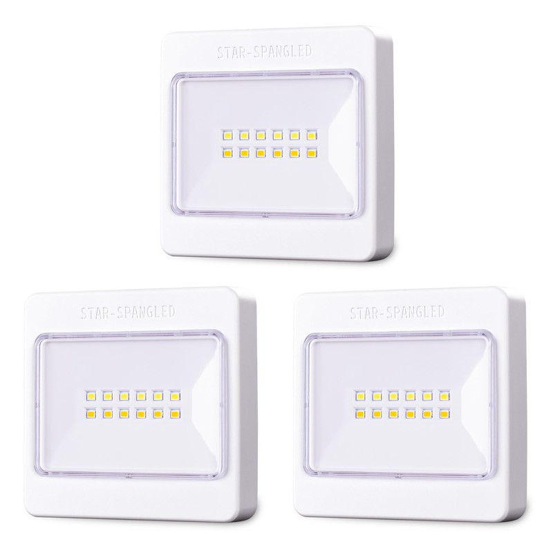 STAR-SPANGLED 3 Pack 3.7” Dimmable Push Tap Lights, Stick on