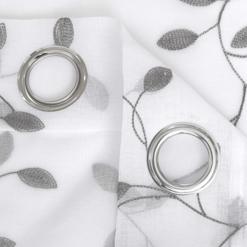 Deconovo Transparent Curtains, Set of 2 Embroidered Curtains, White, 175x140