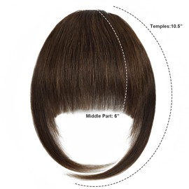 BUYOGET Clip in Fringe Human Hair Extension Natural Medium Brown Straight Remy Fringe Clip on Bangs Hair Clip for Women Girls